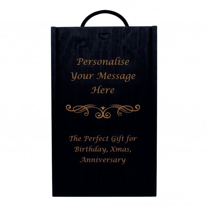 Personalised Wooden Gift Box - 2 Bottles - Charcoal Grey